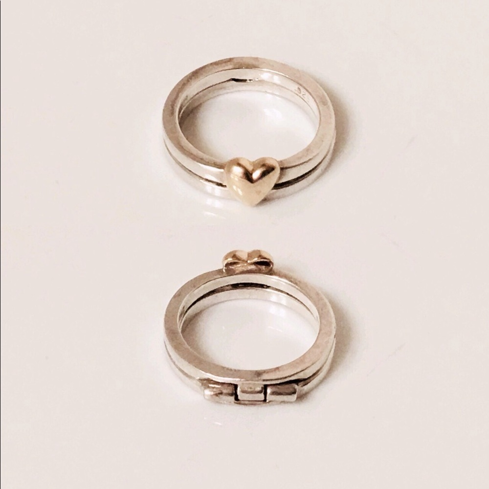 Unique Sterling & 14k Gold Hinged I Love You Ring - Picture 5 of 8